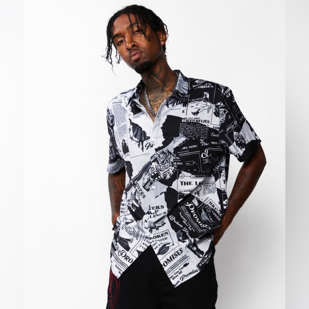 Broken Promises “Mixed Media” Button Up